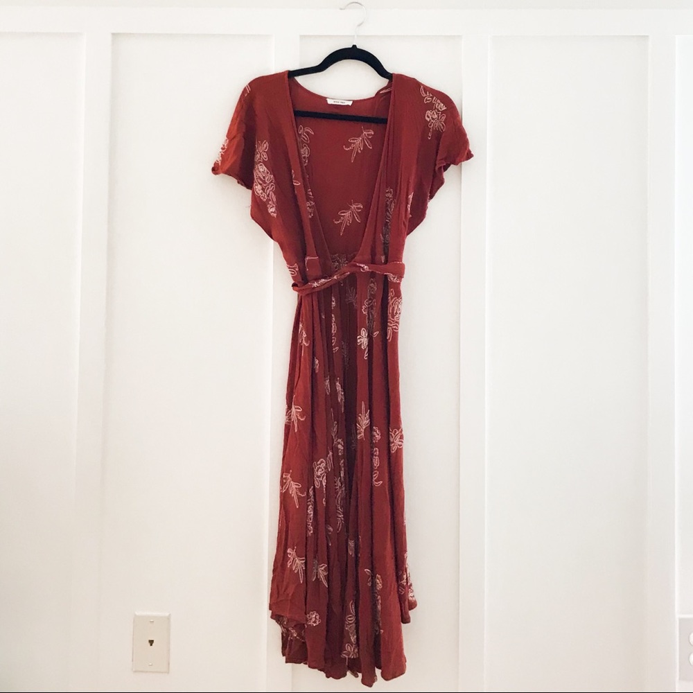 Red wrap dress